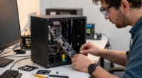 AMD engineer 3D-prints Steam Machine-a-like with diagonal mobo mounting — parts include a Mini ITX motherboard, RTX 5060, and a flex ATX PSU