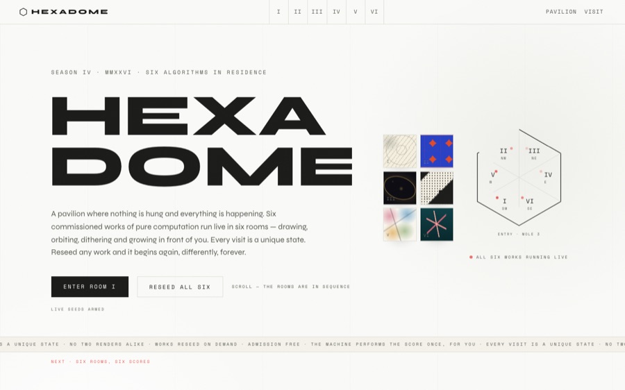 HEXADOME — Pavilion of Six Living Algorithms