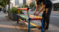 Scaffolding Pipes Turn Into Street Furniture Activating A Future Development Site In Osaka