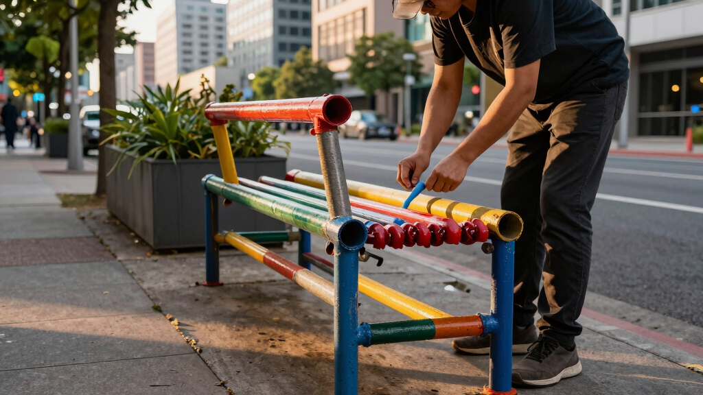 Scaffolding Pipes Turn Into Street Furniture Activating A Future Development Site In Osaka