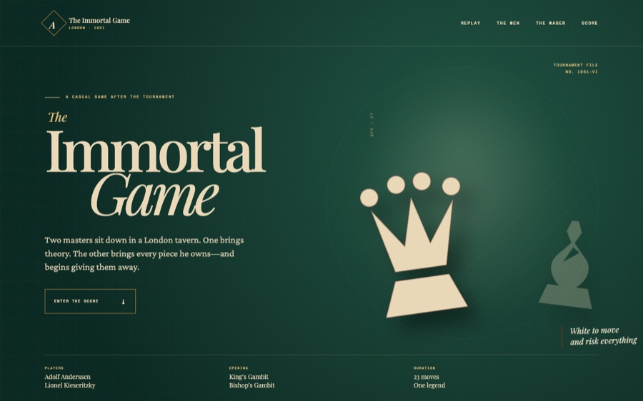 The Immortal Game — London, 1851 — Material-Driven Narrative